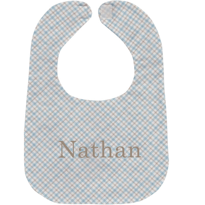 Personalized Bib Blue & Tan Plaid Bibs Moonbeam Baby