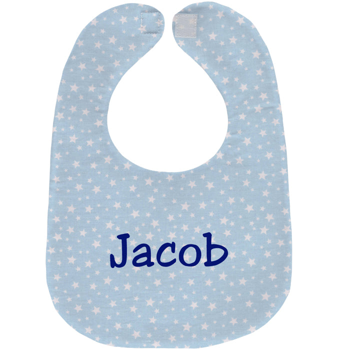 Personalized Bib Blue Stars Bibs Moonbeam Baby