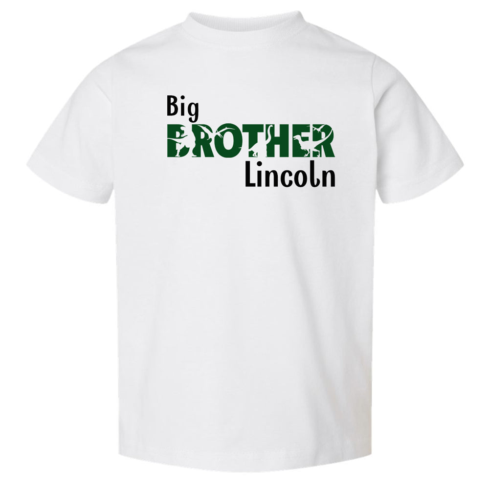 Personalized Big Brother Dinosaur White Short Sleeve Tee Big Brother & Little Brother Shirts Kristi