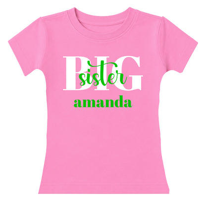 Personalized BIG Sister Raspberry Short Sleeve Tee Big Sister & Little Sister Shirts Kristi