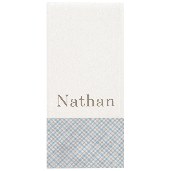 Personalized Burp Cloth Blue & Tan Plaid Burp Cloths Moonbeam Baby