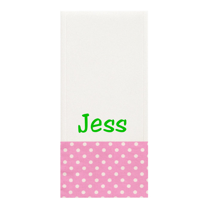 Personalized Burp Cloth Pink with White Dots Burp Cloths Moonbeam Baby