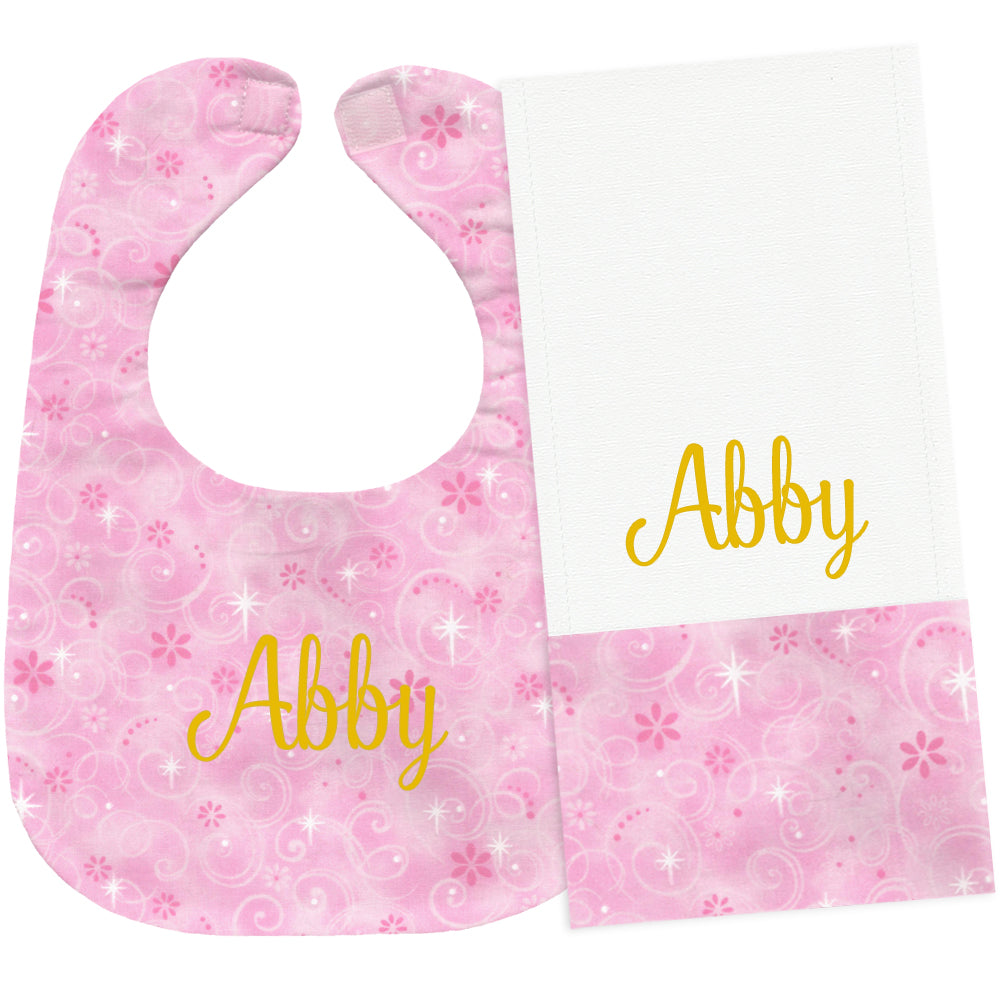 Personalized Bib/Burp Set Princess Bib & Burp Sets Moonbeam Baby