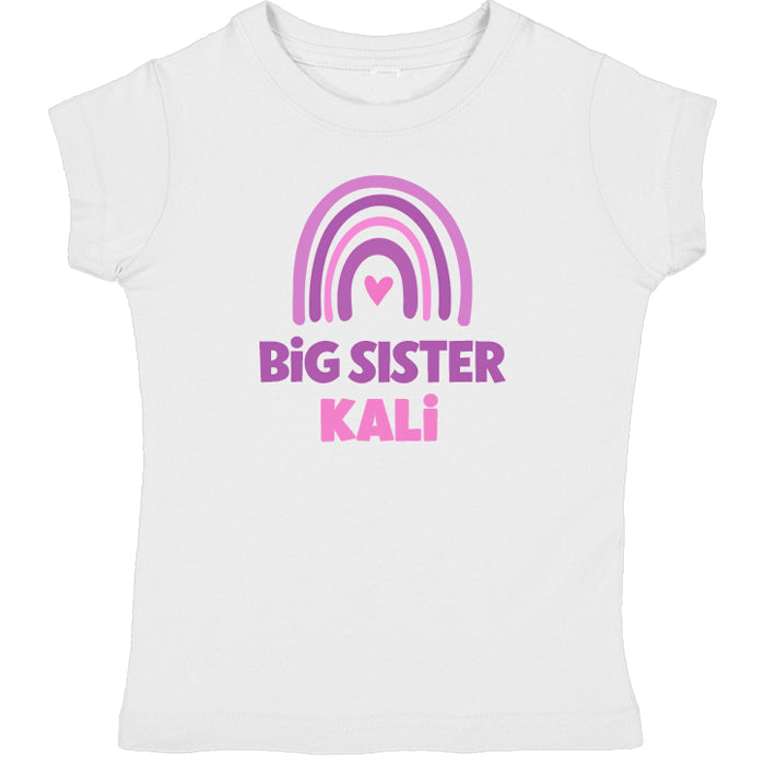 Rainbow Big Sister White Short Sleeve Tee Big Sister & Little Sister Shirts Kristi
