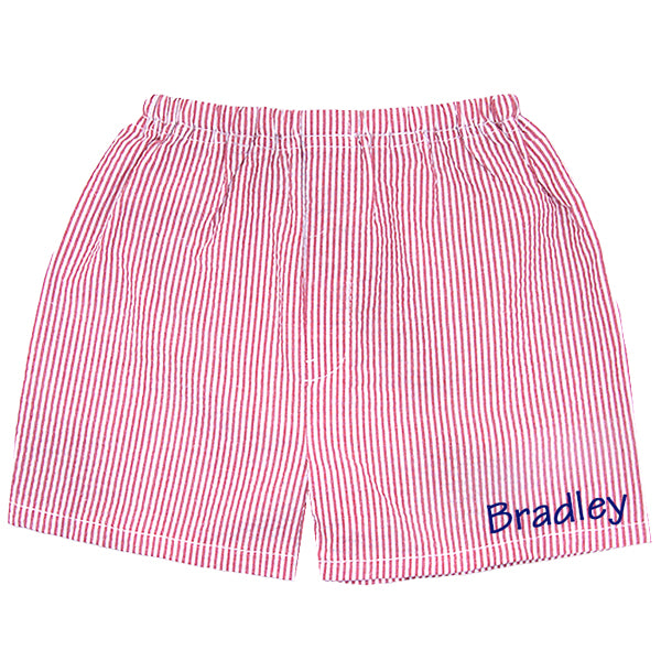 Seersucker Shorts Red Monogrammed Apparel Mint