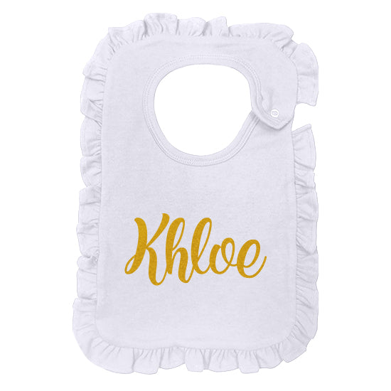 Personalized Bib  White Ruffles Bibs Kristi   