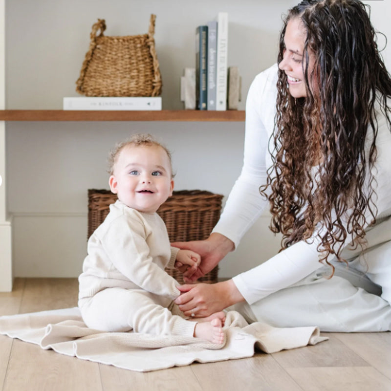 Personalized Baby Blanket  Heirloom Cotton Knit - Tan