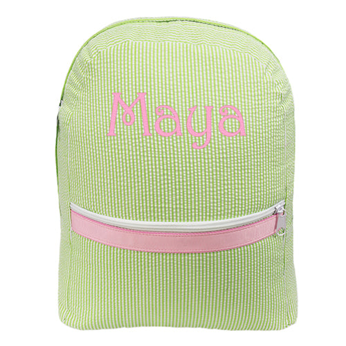 Personalized Backpack by Mint Medium Sweet Pea Seersucker Backpacks and Lunch Boxes Mint