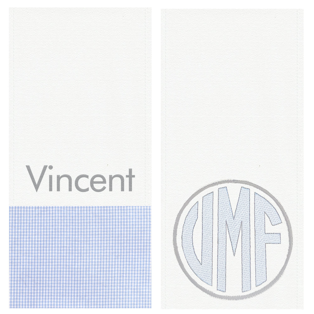 Personalized Burp Cloth Blue Gingham and Vintage Monogram Burp Cloths Moonbeam Baby