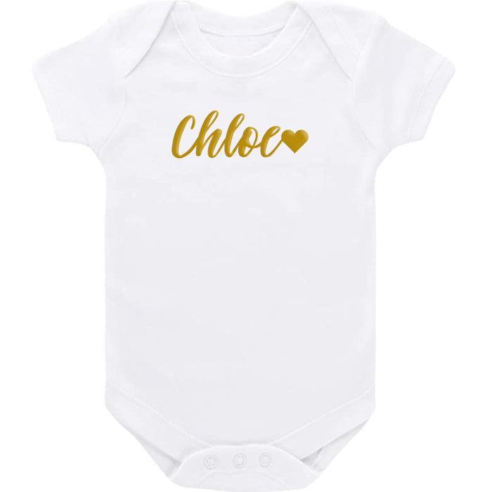 Name in Gold Short Sleeve Onesie Personalized Printed Tees Kristi