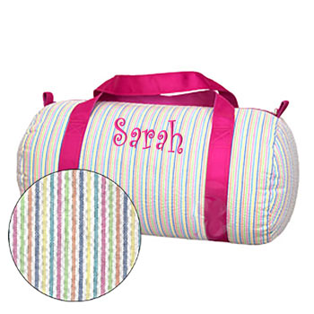 Personalized Duffel Bag by Mint  Rainbow Seersucker Discontinued Discontinued   