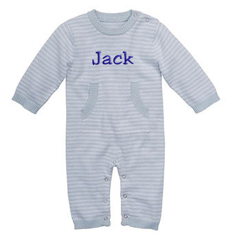 Striped Jumpsuit - Light Blue Monogrammed Apparel Elegant Baby   