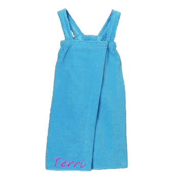 Personalized Girl's Spa Wrap   Aqua Velour Discontinued Moonbeam Baby   