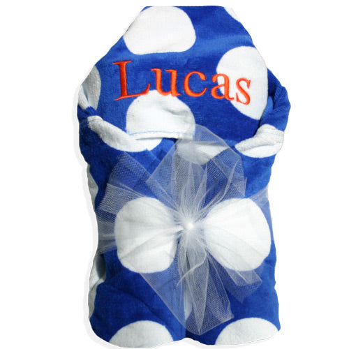 Hooded Beach Towel  Royal White Dots Hooded Towels Moonbeam Baby   