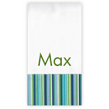 Personalized Burp Cloth   Blue Green Stripe Discontinued Moonbeam Baby   