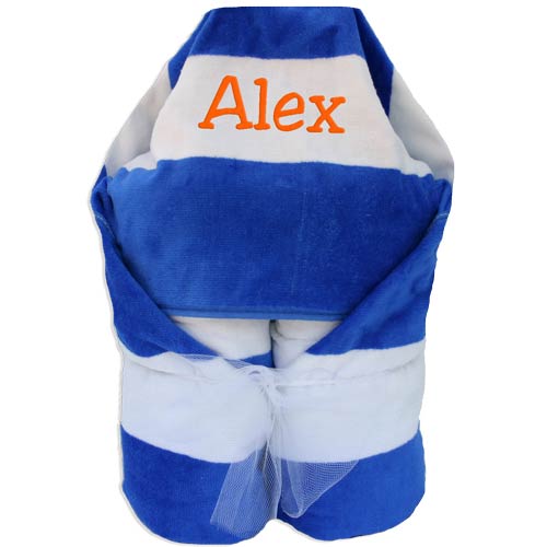 Hooded Beach Towel  Royal Stripes Hooded Towels Moonbeam Baby   