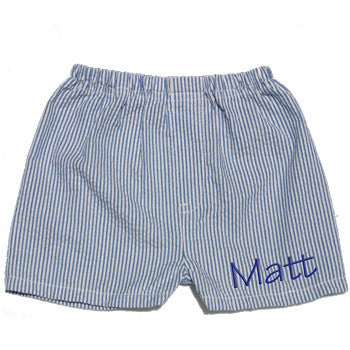 Seersucker Shorts - Navy Monogrammed Apparel Mint   