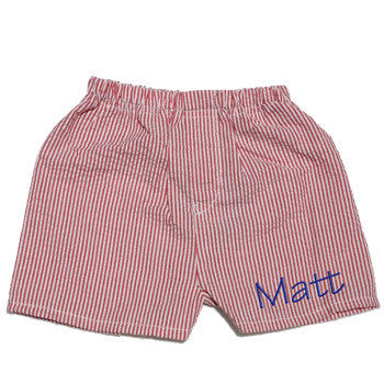 Seersucker Shorts - Red Monogrammed Apparel Mint   