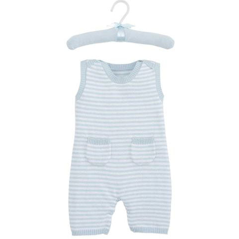 Personalized Striped Shortall  Light Blue Monogrammed Apparel Elegant Baby   