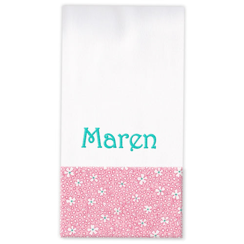 Personalized Burp Cloth  Daisies on Pink Burp Cloths Moonbeam Baby   