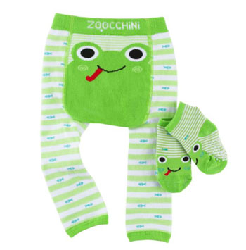 Crawling Legging & Sock Set - Flippy the Frog Monogrammed Apparel Zoochini   