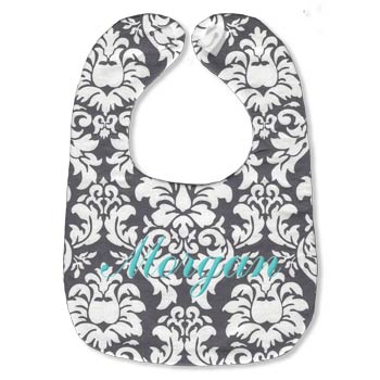 Personalized Bib  Grey Damask Discontinued Discontinued   