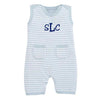 Personalized Striped Shortall  Light Blue Monogrammed Apparel Elegant Baby   