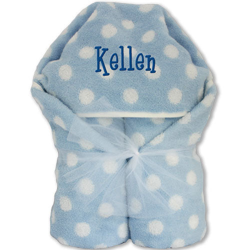 Hooded Towel  Light Blue with White Dots Discontinued Moonbeam Baby   