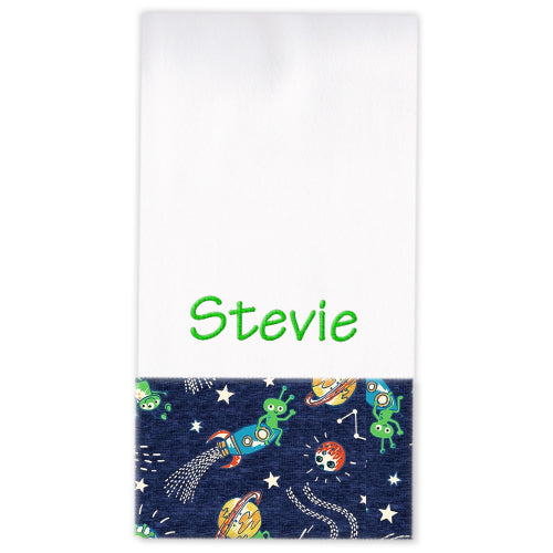 Personalized Burp Cloth  Space Trek Burp Cloths Moonbeam Baby   