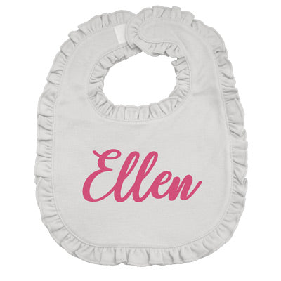 White Ruffle Bib - Hot Pink Discontinued Kristi Hot pink  