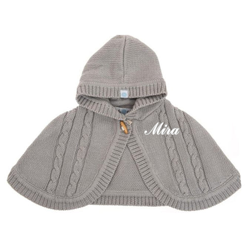 Personalized Knit Cape - Grey Monogrammed Apparel Beba Bean   