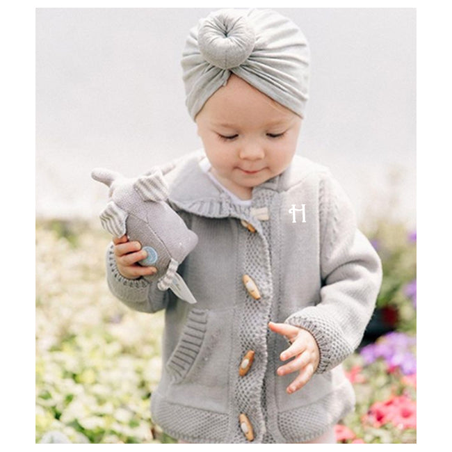 Cardigan Knit Hoodie - Grey Monogrammed Apparel Beba Bean   