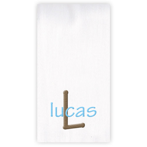 Embroidered Burp Cloth  Name & Initial  Brown & Light Blue Burp Cloths Moonbeam Baby   