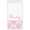 Personalized Burp Cloth  Pale Pink Damask Discontinued Moonbeam Baby   