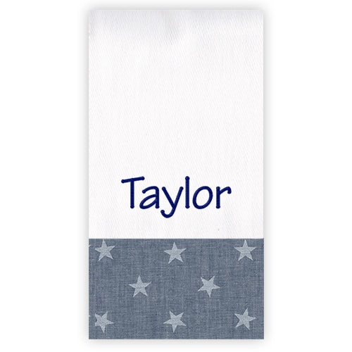 Personalized Burp Cloth  Chambray Stars Burp Cloths Moonbeam Baby   