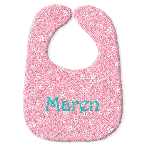 Personalized Bib  Daisies on Pink Discontinued Moonbeam Baby   