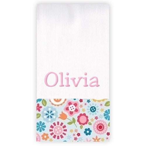 Personalized Burp Cloth  Dandy Floral Blue Discontinued Discontinued   