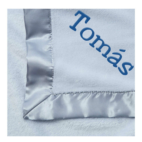 Personalized Baby Blanket  Silver Blue by Elegant Baby Baby Blankets Elegant Baby   