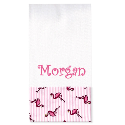 Personalized Burp Cloth  Pink Flamingos Burp Cloths Moonbeam Baby   