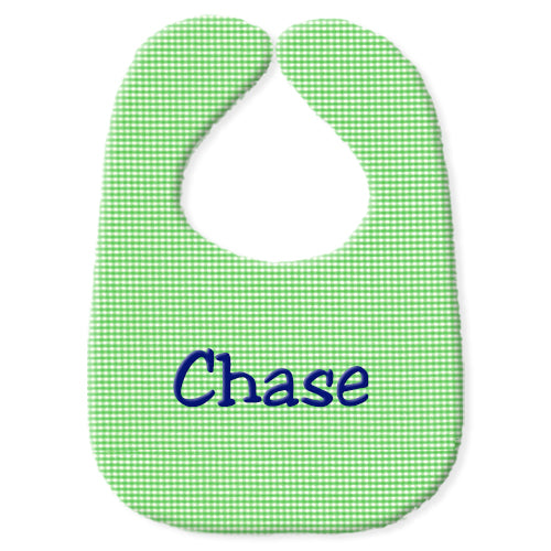 Personalized Bib  Green Gingham Bibs Moonbeam Baby   