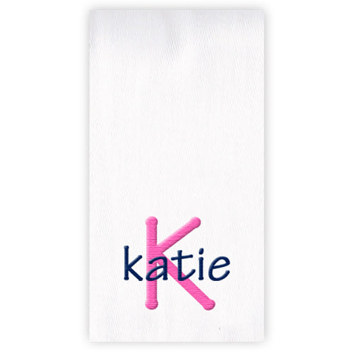 Embroidered Burp Cloth  Name & Initial Hot Pink & Navy Burp Cloths Moonbeam Baby   