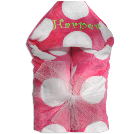 Hooded Beach Towel  Hot Pink White Dots Hooded Towels Moonbeam Baby   