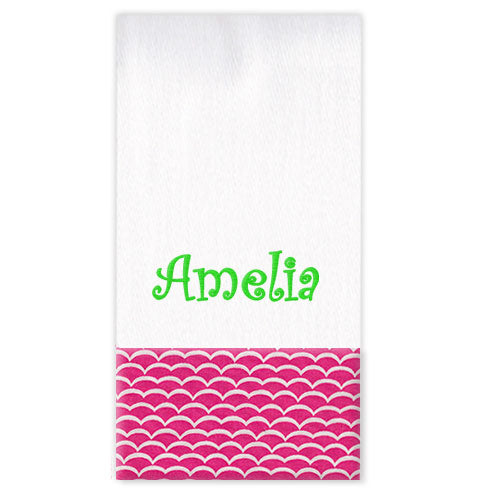 Personalized Burp Cloth  Hot Pink Scallops Burp Cloths Moonbeam Baby   