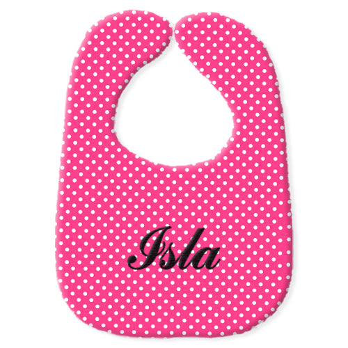 Personalized Bib  Hot Pink White Dots Discontinued Discontinued   