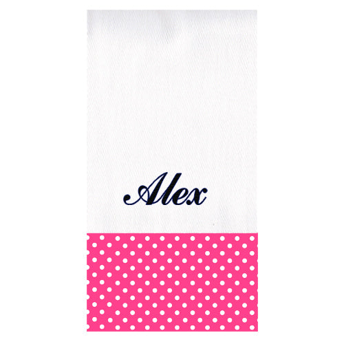 Personalized Burp Cloth  Hot Pink with White Dots Discontinued Discontinued   