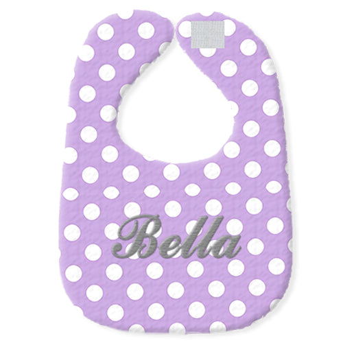 Personalized Bib  Lavender Dots Discontinued Moonbeam Baby