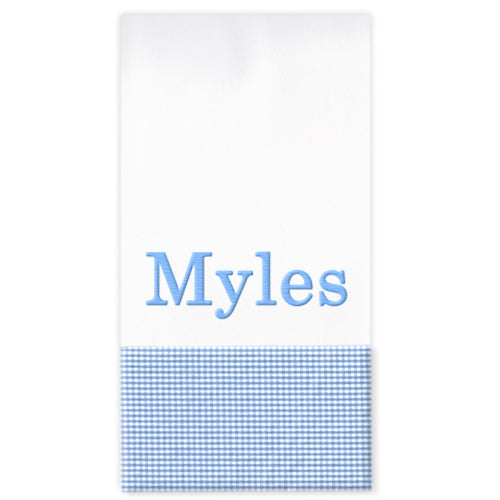 Personalized Burp Cloth  Light Blue Gingham Burp Cloths Moonbeam Baby   