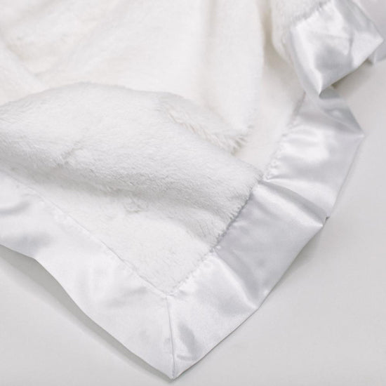 Personalized Baby Blanket  (Mini 15x20)  Lush White Satin Trim Baby Blankets Saranoni   