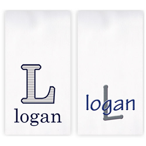 Personalized Burp Cloth SET  Name & Initial  Grey Stripes Navy Name Burp Cloths Moonbeam Baby   