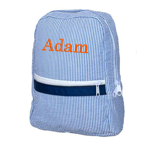 Personalized Backpack by Mint  Navy Seersucker Backpacks and Lunch Boxes Mint   